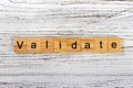 VALIDATE word made with wooden blocks concept Royalty Free Stock Photo