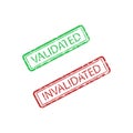 Validated and invalidated rubber stamp texture icons Royalty Free Stock Photo