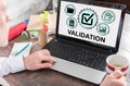 Validation concept on a laptop screen Royalty Free Stock Photo