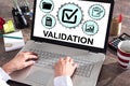 Validation concept on a laptop screen Royalty Free Stock Photo