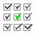 Validation icons set of nine different check marks.