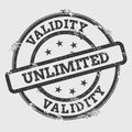 Validity unlimited rubber stamp isolated on white.