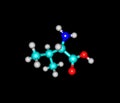 Valine molecule isolated on black