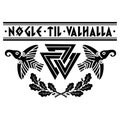 Valknut ancient pagan Nordic Germanic symbol, ancient Scandinavian runes, Viking slogan - The keys to Valhalla, oak