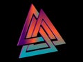 Valknut 3d isometric symbol with gradient. Symbol of Old Norse mythology. Interlaced triangles. Vector