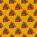 Valknut seamless pattern. Sign valknut in retro color. Scandinavian amulet, symbol god Odin