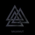 Valknut sign. Scandinavian amulet, symbol god Odin. Pagan vector. Nordic tattoos. Isolated illustration on black background