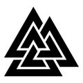 Valknut sign symblol icon black color vector illustration flat style image