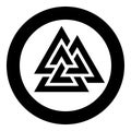 Valknut symbol icon in circle round black color vector illustration flat style image