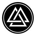 Valknut symbol icon in a black circle