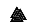 Valknut is a symbol of the world`s end of the tree Yggdrasil. Sign of the god Odin. Norse culture. Triangle logo. Vector Royalty Free Stock Photo