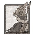 Valkyrie, illustration to Scandinavian mythology, drawn in Art Nouveau style