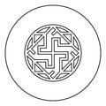 Valkyrie Varangian sign Valkiriya slavic symbol icon in circle round outline black color vector illustration flat style image