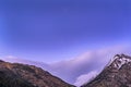 Amaing sunset. Vall d Incles landscape with Alt de Juclar peak. Incles, Canillo, Andorra Royalty Free Stock Photo