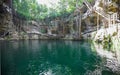 VALLADO, MEXICO - May 31, 2019: Cenote X\'Canche limestone swimming hole