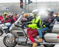 Valladolid, Spain - January 11, 2020: biker with kilt in penguin parade Royalty Free Stock Photo