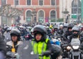 Valladolid, Spain - January 11, 2020: motorcycle parade in meeting penguins