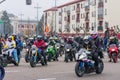 Valladolid, Spain - January 11, 2020: motorcycle parade in meeting penguins