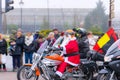 Valladolid, Spain - January 11, 2020: Santa Claus on motorcycle in parade Royalty Free Stock Photo
