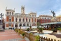 Valladolid, Spain - November 27, 2023: City center of Valladolid in main Square. View of Townhall of Valladolid. Market