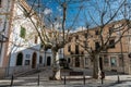 Valldemossa, Mallorca - Spain - Houses and bare winter trees on a calm historical square