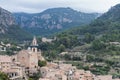 Valldemossa, Mallorca Spain - View over the historical village houses, roofs and churchhe streets of old town Royalty Free Stock Photo