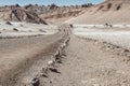 Road at Valle de la Luna Moon Valley in Atacama Desert near San Pedro de Atacama, Antofagasta - Chile Royalty Free Stock Photo