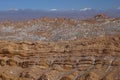 Valle de la Luna - Valley of the Moon and snow-covered volcanoes, Atacama Desert, Chile Royalty Free Stock Photo