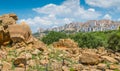 Panoramic view of Agrigento city as seen from the Valley of the Temples. Sicily, southern Italy. Royalty Free Stock Photo