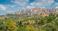 Panoramic view of Agrigento city as seen from the Valley of the Temples. Sicily, southern Italy. Royalty Free Stock Photo