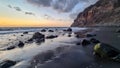 Valle Gran Rey - Scenic view during sunset on volcanic black sand beach Playa del Ingles in Valle Gran Rey, La Gomera Royalty Free Stock Photo