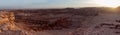 Valle Luna panorama of valley at sunset, chile, atacama desert Royalty Free Stock Photo