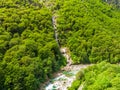 Valle Verzasca - Aerial View of clear and turquoise water stream and rocks in Verzasca River in Ticino - Verzasca Valley in Tessin Royalty Free Stock Photo