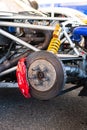 Brembo brake calipers detail on racing motor sport car