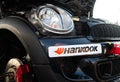 Hankook tire logo on racing black car front