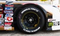 Tire close up on Nascar racing car General tire logo Royalty Free Stock Photo