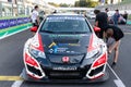 Touring cars championship, front view of Honda Civic on starting grid with