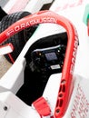 Driver cockpit and halo safety equipment on single seater racing car high