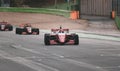 Wet race formula racing car asphalt straight trac front view
