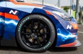 Good Year Eagle tire on Hyundai Electric racing car detail in circuit