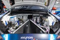 Racing Hyndai car electric engine detail open hood Royalty Free Stock Photo