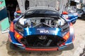 Racing Hyundai car electric engine detail open hood
