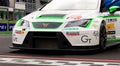 Detail of Cupra TCR touring race car front standing behind checkered starting line