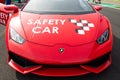 Vallelunga, Italy september 15 2019. Close up front view of Lamborghini racing safety car