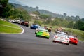 Vallelunga, Italy september 24 2017. Porsche and Lamborghini huracan group of cars on track Royalty Free Stock Photo