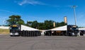 Pirelli racing tire service truck and workshop in circuit paddock