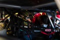 American festival of Rome. Nascar race driver seats in the car cockpit before the race Royalty Free Stock Photo