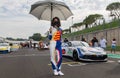 Porsche Carrera cup championship, Coronavirus in sport, beautiful grid girl with face