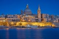 Valletta & Blue Hour Royalty Free Stock Photo