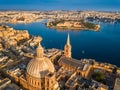 Valletta, Malta - Aerial view of Our Lady of Mount Carmel church, St.Paul`s Cathedral Royalty Free Stock Photo